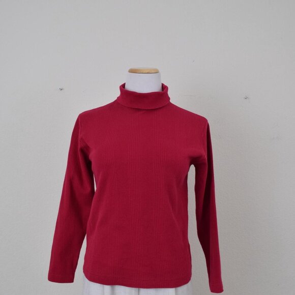Vintage 90s Crimson Red Turtle Neck  shirt |‎ size L 14-16 - Picture 10 of 10